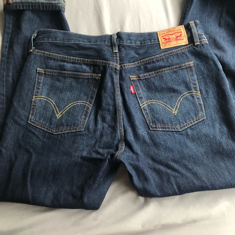 Dark wash Boyfriend fit Levi’s jeans